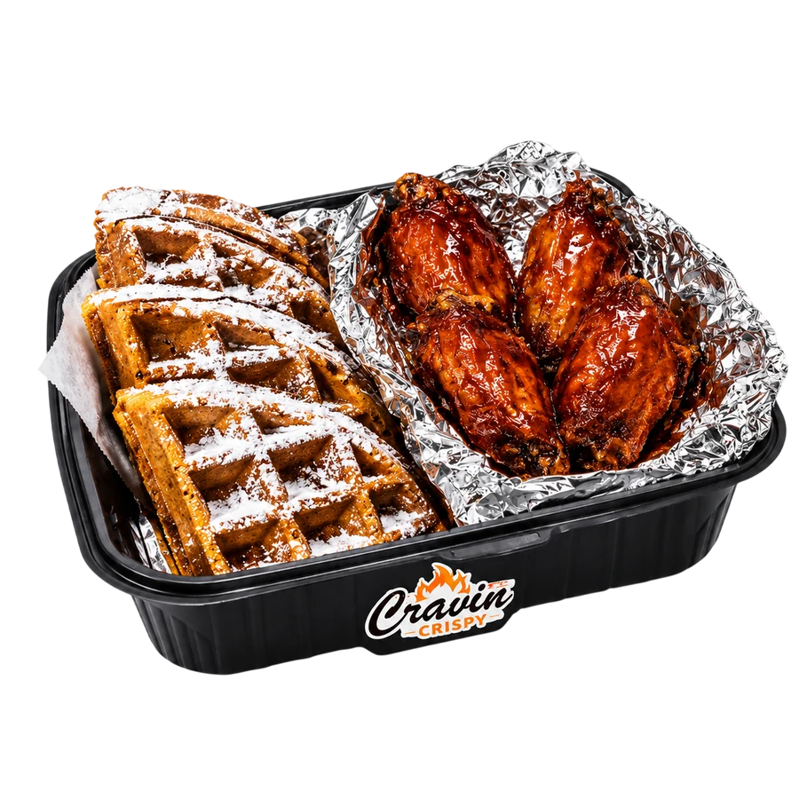 Waffle with 04 Saucy Wings at Cravin Crispy