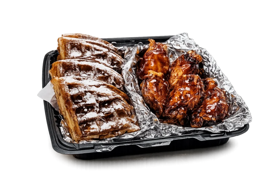 Waffle with 06 Saucy Wings at Cravin Crispy
