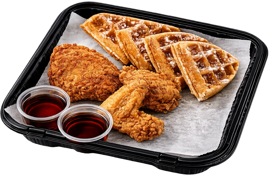 Waffle with 2 PCS Chicken at Cravin Crispy