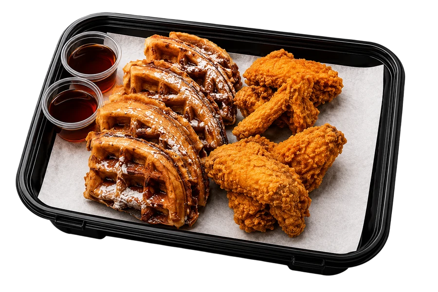 Waffle with 4 Wings at Cravin Crispy
