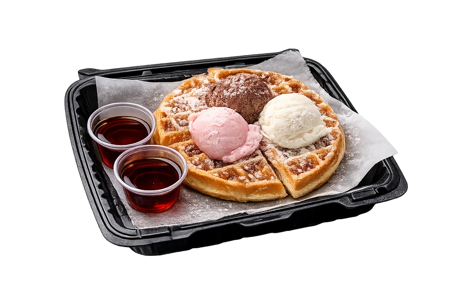 Waffle with Ice Cream at Cravin Crispy